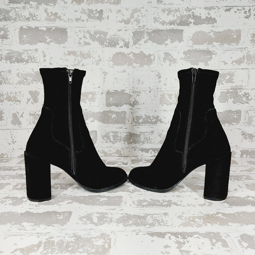 Chinese Laundry Black Round Toe Side Zipper Chunky Block Heel Ankle Booties T164 - Picture 5 of 10